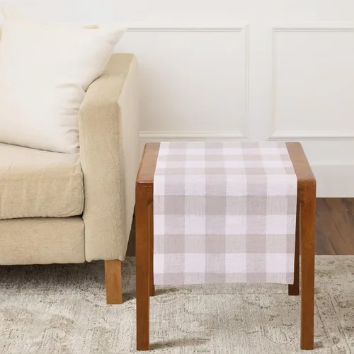 Solino Home Camino de mesa de lino a cuadros de 36 pulgadas, 100% lino puro natural y blanco, camino de mesa corto de 14 x 36 pulgadas, ideal para