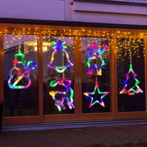 Vista 6 de 6 luces de estrella de Navidad para ventana, letreros iluminados de Navidad, coloridos que funcionan con pilas, luces de silueta con gancho