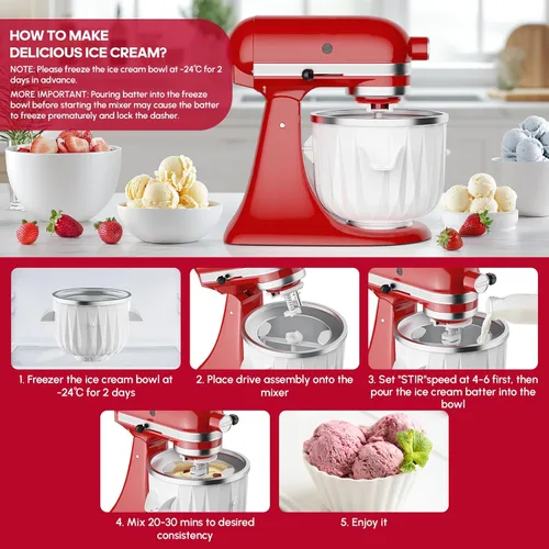 Vista 4 de InnoMoon KitchenAid - Accesorio para máquina de helados para batidora de pie, compatible con batidora de pie Kitchenaid de 4.5 cuartos de galón, 5