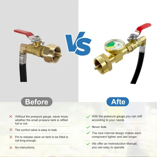 Vista 8 de Adaptador de Recarga de Propano para Tanques de 1 lb, Manguera Adaptadora de Recarga de Tanque de Propano Mejorada de 3 Pies/36'', Manguera