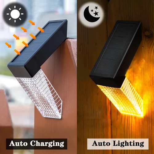 Vista 3 de Paquete de 6 luces solares para escalones, luces solares para exteriores, luces solares LED impermeables para escaleras al aire libre, escalones
