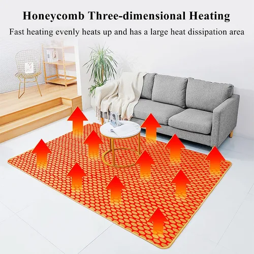 Vista 2 de Heater Area Rug Graphene Electric Heated Carpet, Floor Heating Mat Foot Warmer w/Timer Adjustable Thermostat, Electric Heating Pad for Living Room