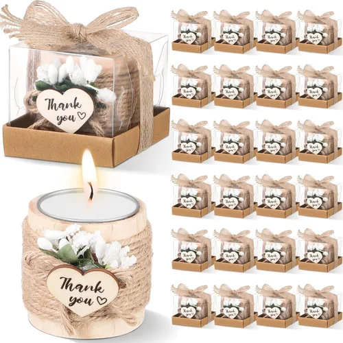 Vista 8 de Retisee Velas de boda para invitados, despedida de soltera, candelita conmemorativa de madera, regalos de agradecimiento, velas hechas a mano