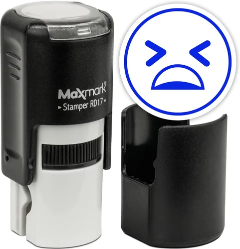 Vista 60 de MaxMark Sello de Emoji Autoentintado Redondo - Enojada - Tinta Negra