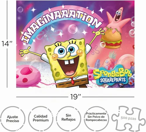 Vista 2 de AQUARIUS Rompecabezas de 500 piezas con diseño de Bob Esponja