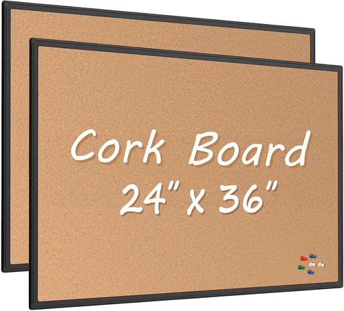 Vista 17 de Board2by Tablero de anuncios de corcho de 20 x 30, tablero de corcho con marco de aluminio negro, tablero de oficina para corcho de pared, tablero