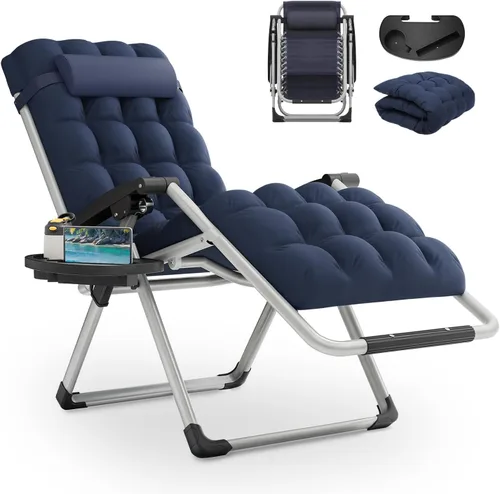 Vista 9 de Athena Collection Zero Gravity - Juego de 2 sillas de salón para exteriores con cojín, 29 pulgadas de ancho, sillas reclinables con soporte