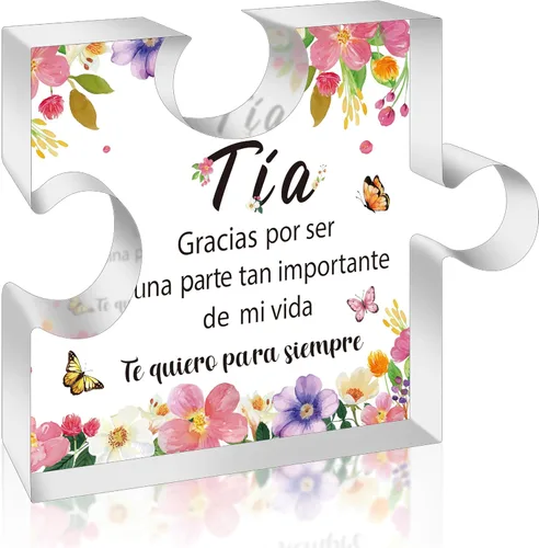 Vista 10 de Yopyame Regalos de Cumpleaños para Mamá en Español - Regalos para Mamá Placa Decorativa de Rompecabezas de Acrílico Recuerdo Pesos de Papel Regalos