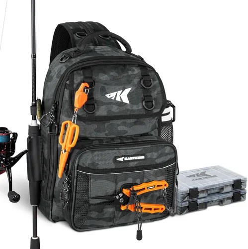 Vista 10 de KastKing Bolsa de Pesca con Eslinga BaitSpace, Mochila de Pesca con Soporte para Caña y Bebidas, Bolsa de Aparejos para Equipo de Pesca