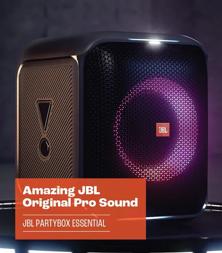 Vista 11 de JBL Partybox Encore Essential: sonido de 100 W, espectáculo de luz dinámico integrado y diseño a prueba de salpicaduras, color negro