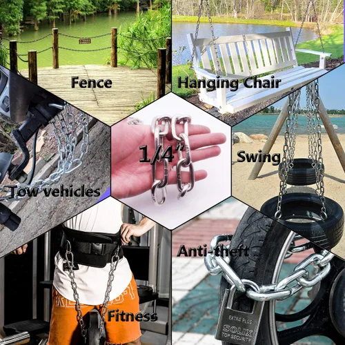 Vista 5 de Cadena de eslabones de acero inoxidable, cadena de bobina a prueba de eslabones de acero inoxidable 304, cadenas resistentes, cadena de remolque