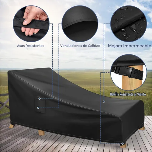 Vista 3 de Richwon Fundas para tumbonas impermeables para exteriores, fundas resistentes para muebles de patio, se adaptan a hasta 78 pulgadas de largo x 34