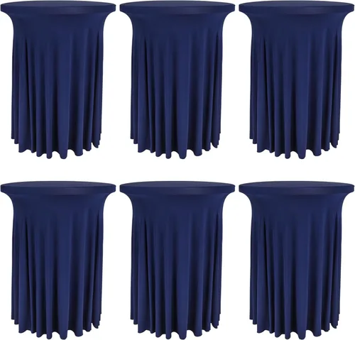 Vista 15 de Spandex Cocktail Table Skirt 32"x 43" Black Stretch Cocktail Table Cover, Washable Round High Top Tablecloth for Bar, Wedding, Party, Events (Black)