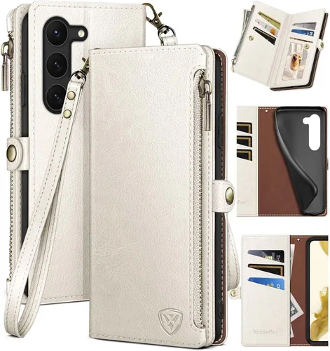 Vista 12 de XcaseBar Funda tipo cartera para Samsung Galaxy S23 Plus con cremallera 【Bloqueo RFID】 Titular de la tarjeta de crédito, Libro de folio con tapa