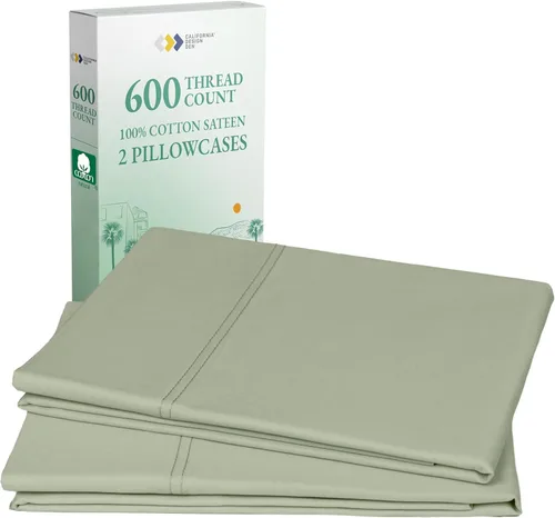 Vista 10 de California Design Den - Juego de 2 fundas de almohada lujosas y suaves con calidad de hotel, 100 % algodón, 600 hilos, fundas frescas para almohadas