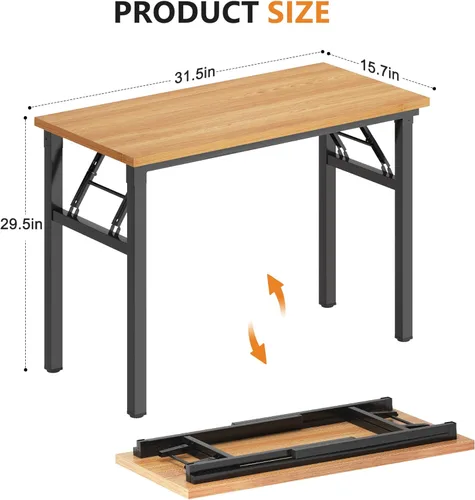 Vista 115 de DlandHome Escritorio plegable pequeño de 31.5 pulgadas, escritorio de computadora para oficina en casa, mesa plegable para espacios pequeños,