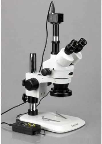 Vista 2 de AmScope SM-1TNZ-144A-10M Microscopio Digital Profesional Trinocular Estéreo Zoom, WH10x, Aumento 3.5X-90X, Objetivo de Zoom 0.7X-4.5X, Anillo de Luz