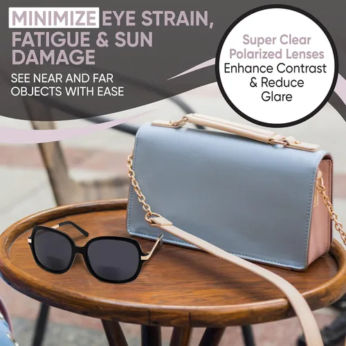 Vista 3 de Yogo Vision Bifocal Reading Sunglasses for Women UV400 Sun Protection Outdoor Stylish Square Frame Reader Eyewear