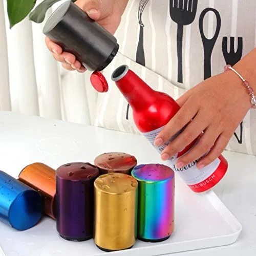 Vista 3 de Buyer Star Abrebotellas, abridor de botellas magnético con captador de tapa, picnic, camping, barbacoa, viaje (negro)