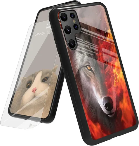 Vista 43 de Funda para Samsung Galaxy A12 5G con protector de pantalla, parte trasera de vidrio templado + TPU de silicona suave que absorbe los golpes