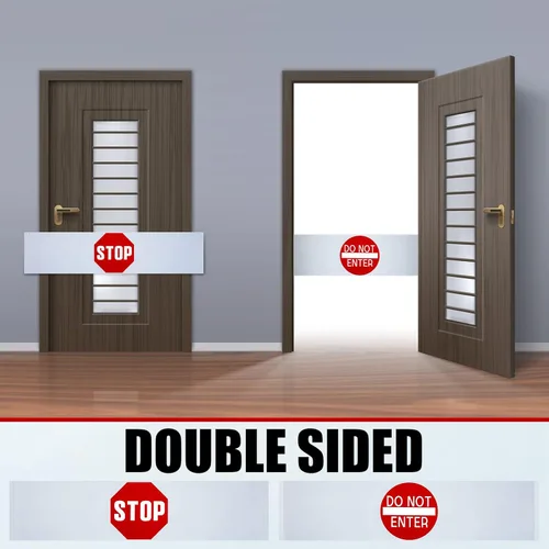 Vista 6 de Peryiter 2 carteles de seguridad para protección de puerta, 50 x 12 pulgadas, combinación de doble cara, letrero de no entrar para dormitorio, tira