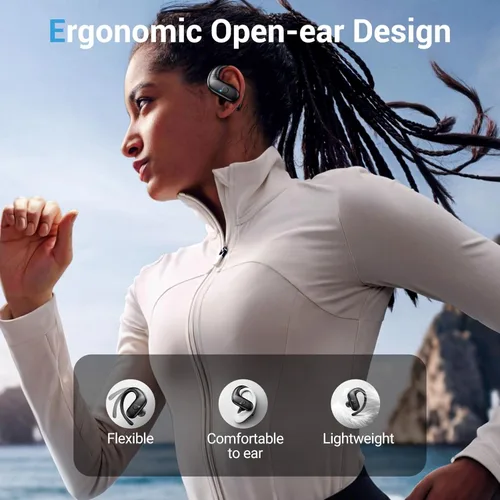 Vista 2 de Auriculares inalámbricos, auriculares deportivos Bluetooth 5.4, auriculares con sonido de graves profundos, 60 horas de reproducción de llamadas