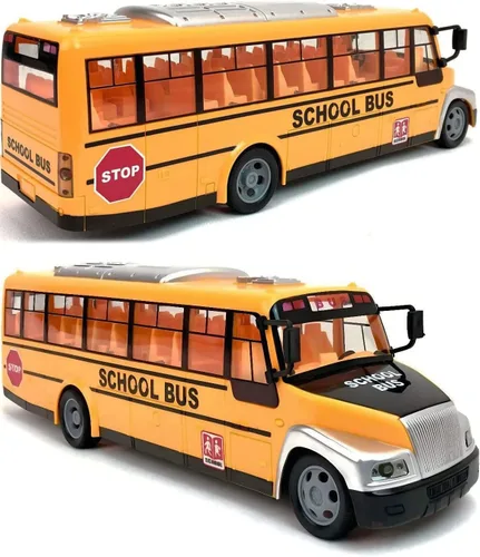 Vista 5 de Liberty Imports Autobús escolar RC - Autobús de juguete con control remoto de 2.4Ghz y luces LED, vehículo electrónico recargable para niños