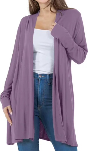 Vista 7 de Azules Lightweight Cardigan for Women, Long Sleeve Open Front Longer Length & Flowy Rayon Cardigan for Everyday Wear