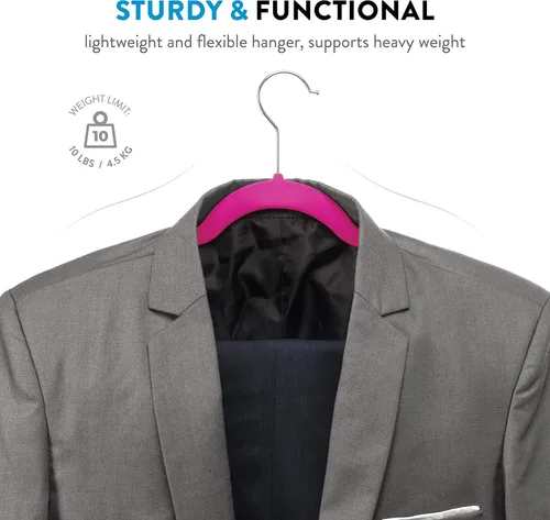 Vista 6 de ZOBER - Perchas de terciopelo de calidad prémium para trajes, antideslizantes/ultradelgadas/fuertes/duraderas, ahorran espacio, gancho giratorio
