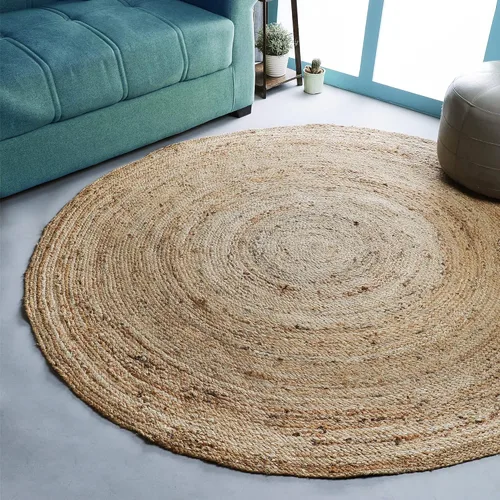 Vista 16 de Hausattire Alfombra Trenzada Bohemia de 2'x3' - Multicolor, Alfombras Pequeñas de Yute y Algodón Estilo Granja para Entrada, Sala