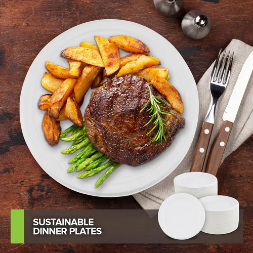 Vista 7 de Stock Your Home Platos 100% compostables comercialmente de 9 pulgadas (100 unidades), plato de papel grande y resistente para la cena, respetuoso