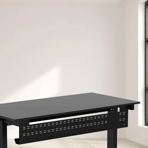 Vista 3 de Bandeja de gestión de cables para debajo del escritorio, cable de computadora horizontal negro y panel frontal