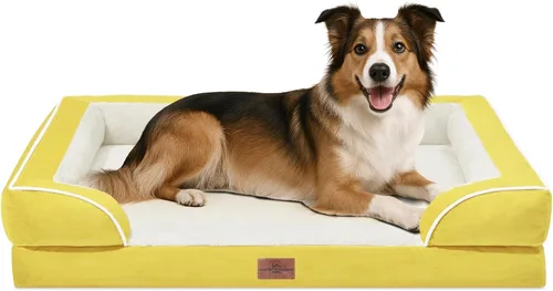 Vista 245 de Comfort Expression Cama ortopédica para perros extra grandes de 45 x 35 pulgadas, cama para mascotas XL de espuma tipo caja de huevos impermeable