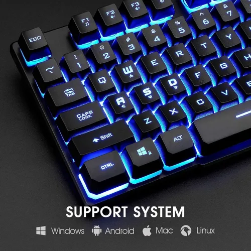 Vista 4 de Rii RK100 teclado con retroiluminación LED de 3 colores, con sensación mecánica, con USB, para trabajar o jugar videojuegos