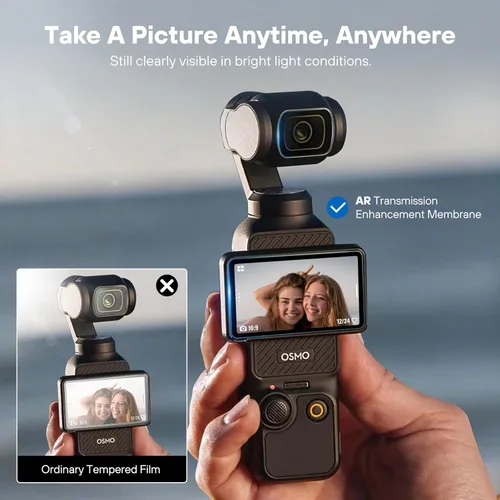 Vista 7 de Tomat Protector de pantalla AR para DJI Pocket 4/3, accesorios con kit de instalación de alineación automática, película protectora de pantalla