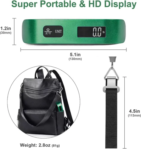 Vista 3 de travel inspira Báscula digital para equipaje, báscula de equipaje, 110 libras 110.2 lbs, batería incluida, Balanza digital para equipaje portátil