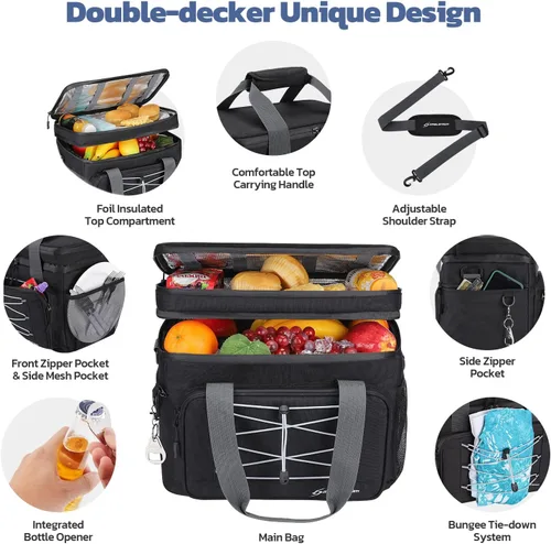 Vista 2 de Maelstrom Portable Collapsible Soft Cooler Bag – 24/30/60 Cans Double-Deck Leakproof Ice Chest for Beach, Camping & Grocery