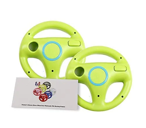 GH Mario Kart 8 Steering Wheel Compatible with Nintendo Wii (Yoshi Green, 2 Pack), Racing Games Wheels for Wii (U) Remote Controller (6 Colors