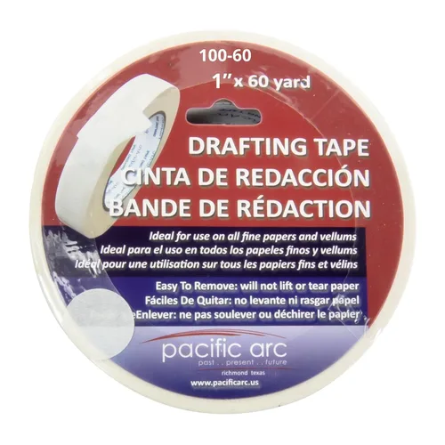 Pacific Arc Cinta de dibujo, rollo de 1 pulgada x 60 yardas. Multiuso, arte