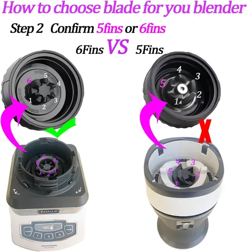 Vista 3 de [Actualización] Piezas de repuesto de cuchilla de licuadora macho de 6 aletas para licuadora Nutri Ninja BL660 BL770 BL780 BL740, etc.
