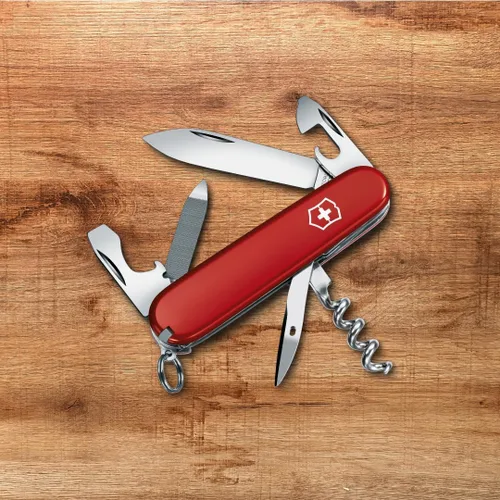Vista 2 de Victorinox Sportsman Navaja Suiza de Bolsillo de 13 Funciones, Roja