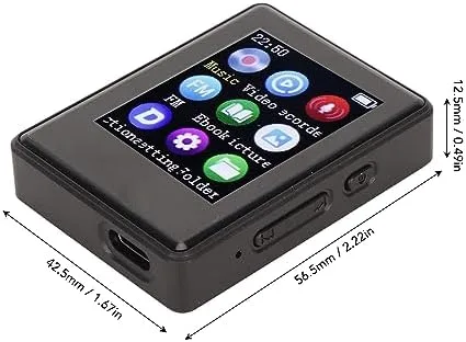 Vista 6 de Reproductor MP3 MP4, reproductor con decodificación de sonido Bluetooth 5.0, altavoz HD integrado, grabadora de voz de 1.7 pulgadas