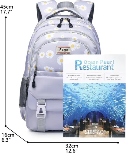 Vista 2 de Asge Backpack for Girls Backpack Teenage School Backpack College Bookbag for Kids Casual Daypack with Lunch Box