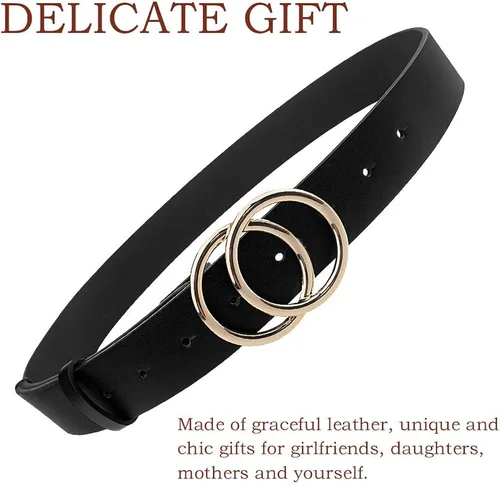 Vista 3 de Cinturón Udekit de piel sintética, con hebilla de doble anillo, para mujer
