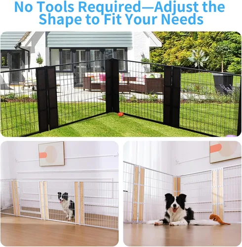 Vista 8 de Cerca para perros resistente de 32 pulgadas de altura - Valla para mascotas interior y exterior para perros medianos y pequeños - Corral plegable