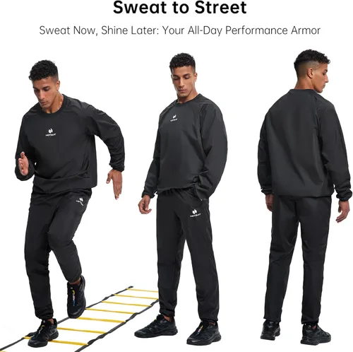 Vista 12 de HOTSUIT Traje de sauna para hombre, traje de sudor, chaqueta de entrenamiento duradera para gimnasio