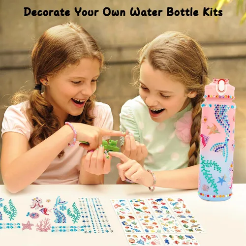 Vista 5 de Kits para Decorar Tu Propia Botella de Agua para Niñas de 4 a 12 Años, Adhesivos de Gemas para Botellas de Agua de Niñas, Kits de Artes