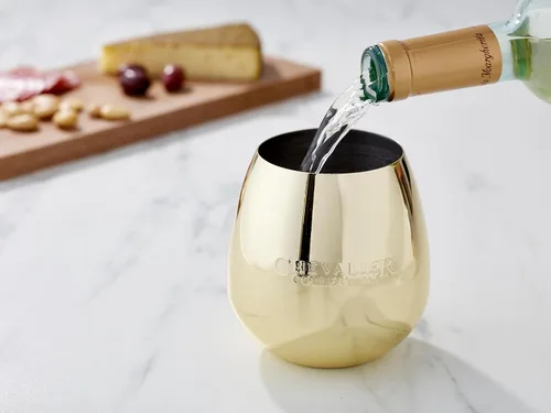 Vista 6 de Chevalier Collection - Vaso de vino de acero inoxidable, copa de vino aireadora patentada con aireador integrado extraíble, vaso con acabado chapado