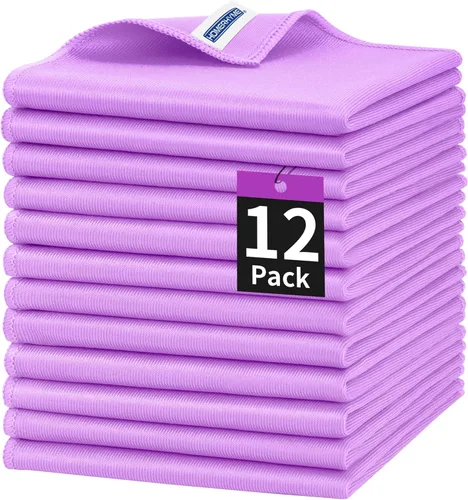 Vista 26 de Paño de limpieza de microfibra – Paquete de 6 paños de limpieza de lentes, trapos de limpieza de ventanas de 16 x 14 pulgadas, paños de pulido sin