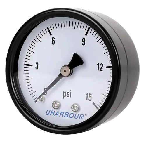 Vista 3 de Manómetro de presión de agua para gas y agua (15 psi) escala única con conexión trasera NPT de 1/4